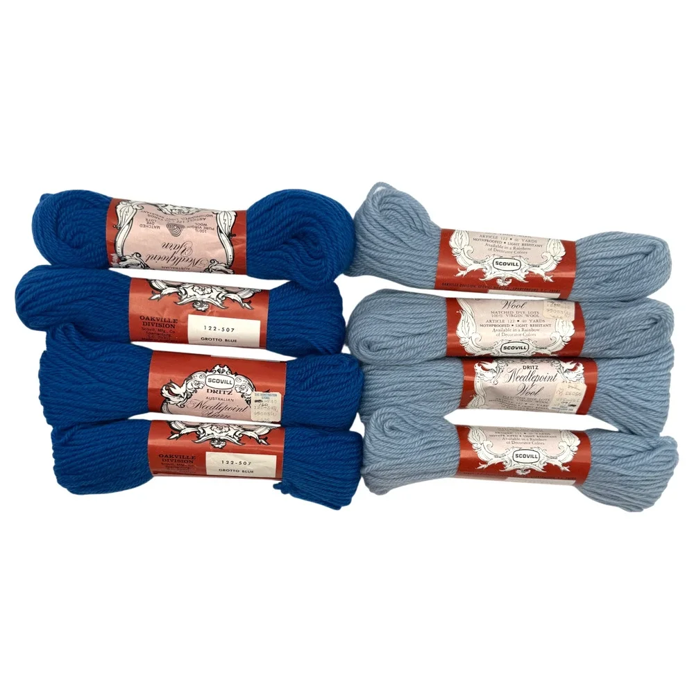 Lot of 25 Skeins Scovill Dritz Needlepoint Yarn 40 yds ea 100% Virgin Wool NOS